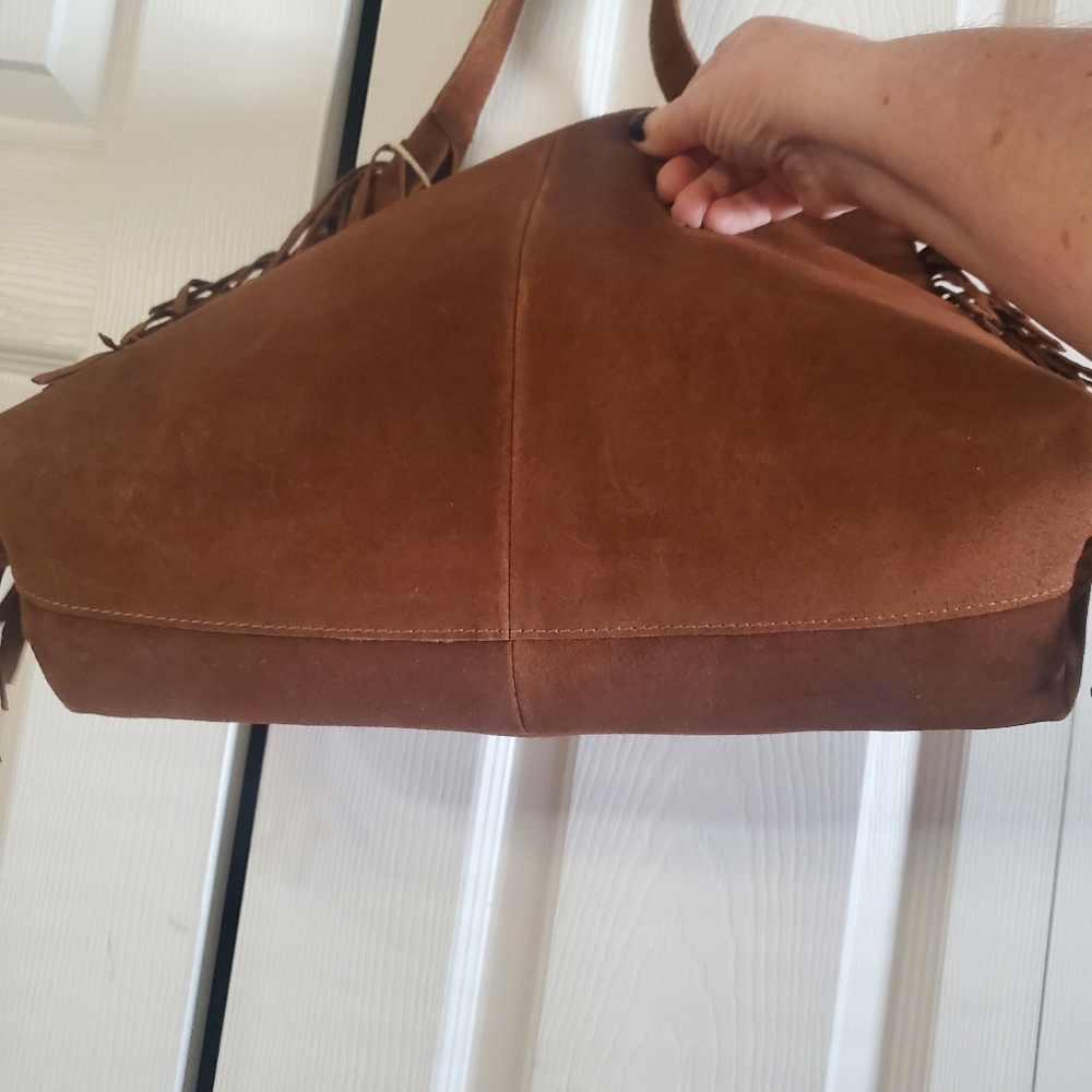 HAUTIE HIPPIE NWT FRINGE SUEDE HOBO BAG. SHOULDER . BROWN WESTERN BOHO - Picture 8 of 8